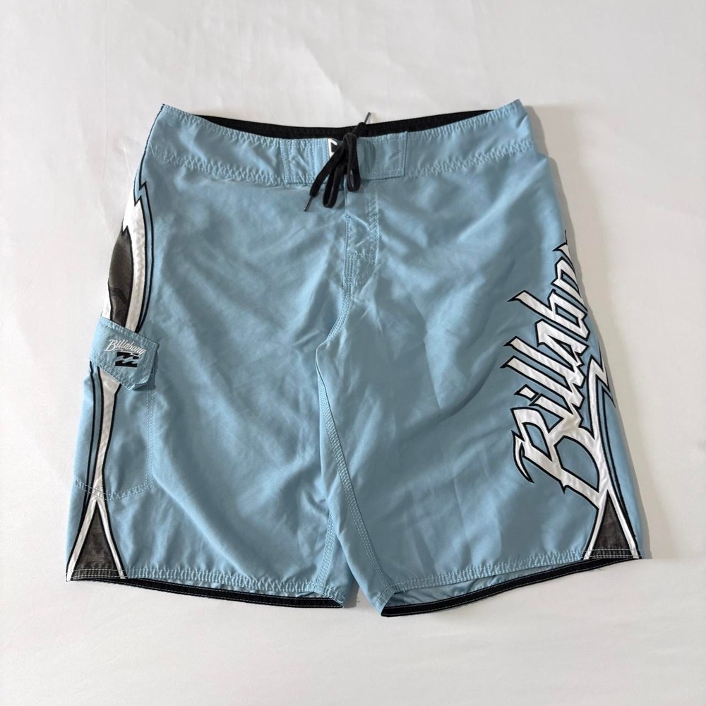 Billabong Board Shorts Mens 36 Blue Vintage Y2K Embroidered Spell Out